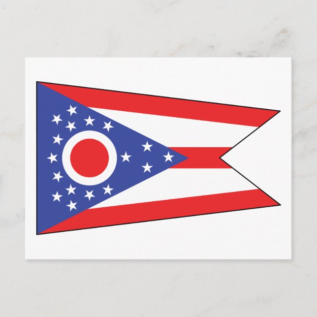 Cartão Postal Ohio State Flag Buckeye State Unique Pennant Blue  (Frente)