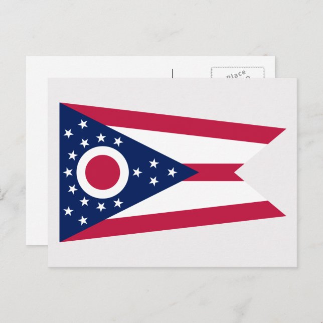 Cartão Postal Ohioan Flag, Flag of Ohio (Frente/Verso)