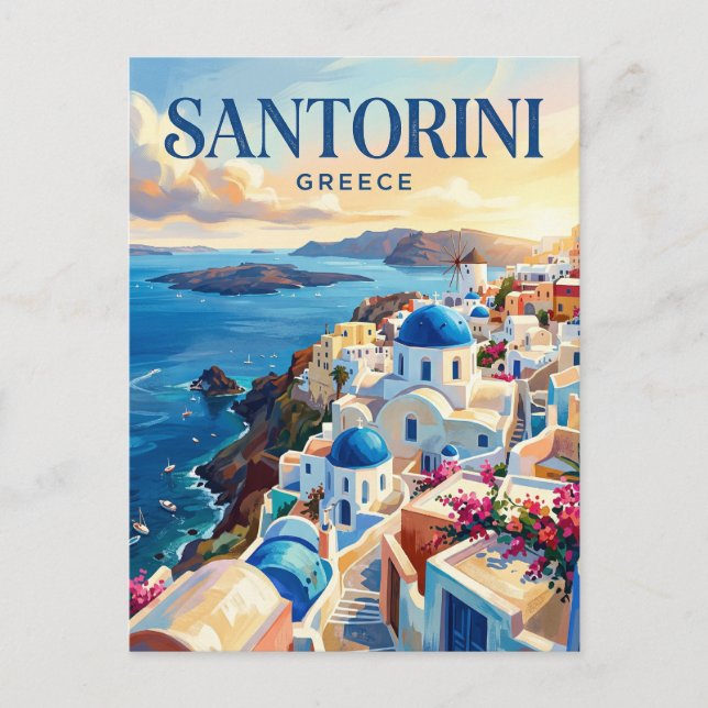 Cartão Postal Oia, Santorini Grécia (Frente)