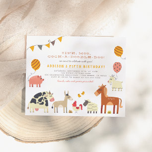 Cartão Postal Oink Moo Cock-a-doodle-doo Fazenda divertida