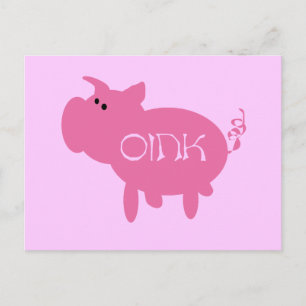 Cartão Postal Oink Pink Pig Camisetas e presentes