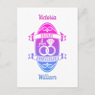 Cartão Postal Oitavo aniversário de casamento Bronze tradicional