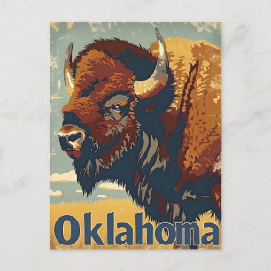 Cartão Postal Oklahoma Bison Vintage