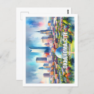 Cartão Postal Oklahoma City Famous Viagem watercolor