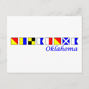 Cartão Postal Oklahoma ortografado em alfabeto de bandeira náuti