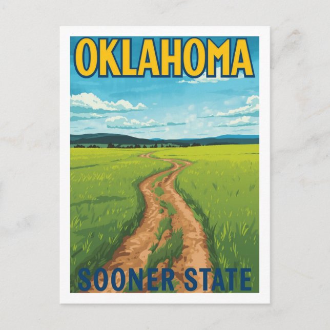 Cartão Postal Oklahoma Sooner State Vintage Travel (Frente)