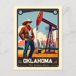 Cartão Postal Oklahoma Vintage espirituosa patriótica