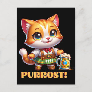 Cartão Postal Oktoberfest Cat Prost!