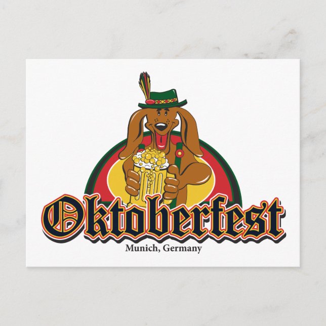 Cartão Postal Oktoberfest Doxie Beer (Frente)