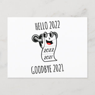 Cartão Postal Olá 2022 Tchau 2021 papel higiênico