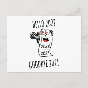 Cartão Postal Olá 2022 Tchau 2021 papel higiênico