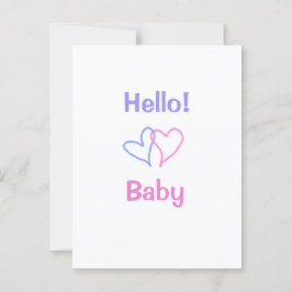 Cartão Postal Olá bebê rosa roxo coração aquarela boho