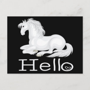 Cartão Postal Olá Cavalo Branco Equestre Pônei Pensando Em Você