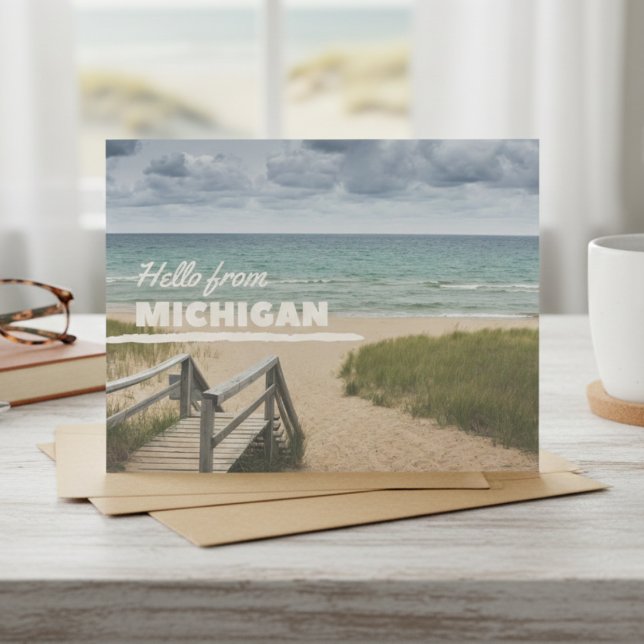 Cartão Postal Olá De Michigan Beach Vibes (Scenic views for your most heartfelt notes.)