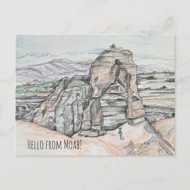 Cartão Postal Olá de Moab Utah Delicate Arch Red Rock (Frente)