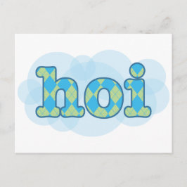 Cartão Postal Olá em hoi holandês com padrão de argyle