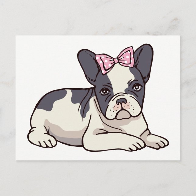 Cartão Postal Olá Frenchie Puppy Dog French Buldogue Love (Frente)
