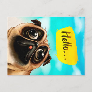 Cartão Postal Olá Ideia de Presente Pug, Dono de Pug, Presente p