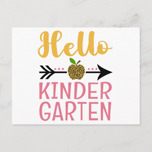 Cartão Postal Olá, Jardim de Infância, de Volta à Professora de  (Frente)