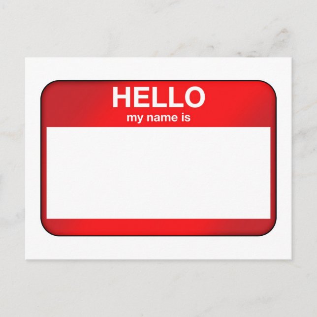 Cartão Postal Olá Meu Nome É... (Frente)