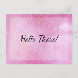 Cartão Postal "Olá!" Nota: Mandala com Aquarela Rosa