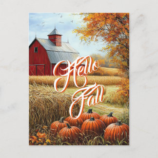 Cartão Postal Olá, outono, Ação de Graças, Pumpkins do Barn Rura
