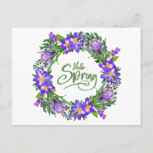 Cartão Postal Olá Primavera Belo Grinalda Floral