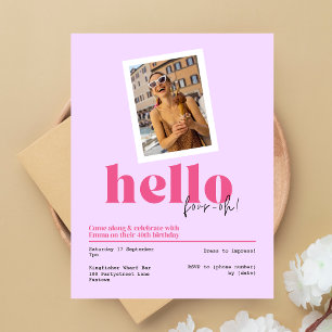 Cartão Postal "Olá, quatro-oh!" aniversário de 40 anos roxo Conv