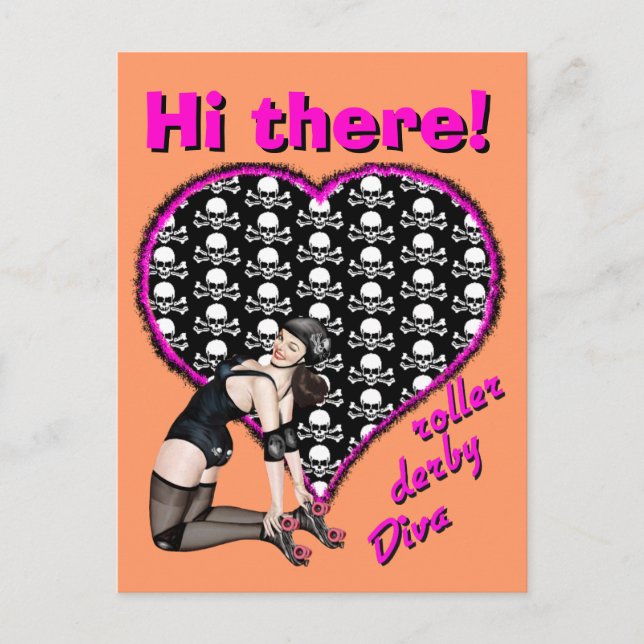 Cartão Postal Olá, Roller Derby Diva (Frente)