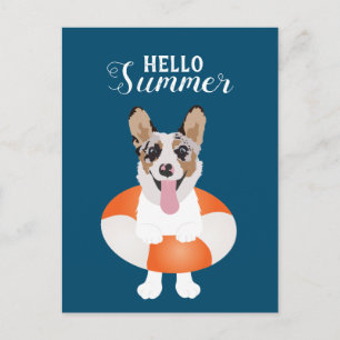 Cartão Postal Olá Summer Corgi Beach Dogs