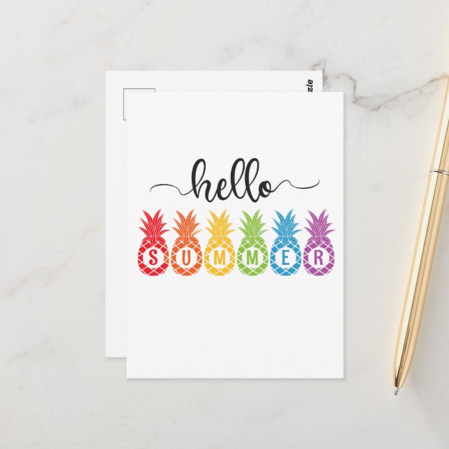 Cartão Postal Olá Summer Pineapple (Frente/Verso In Situ)