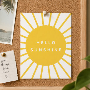 Cartão Postal Olá Sunshine Sun Modern Scandi Mostard Amarelo
