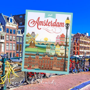 Cartão Postal Olá! viagem de Amsterdão Holland