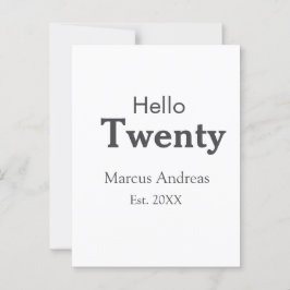 Cartão Postal Olá vinte aniversário adicionar nome est. Adiciona