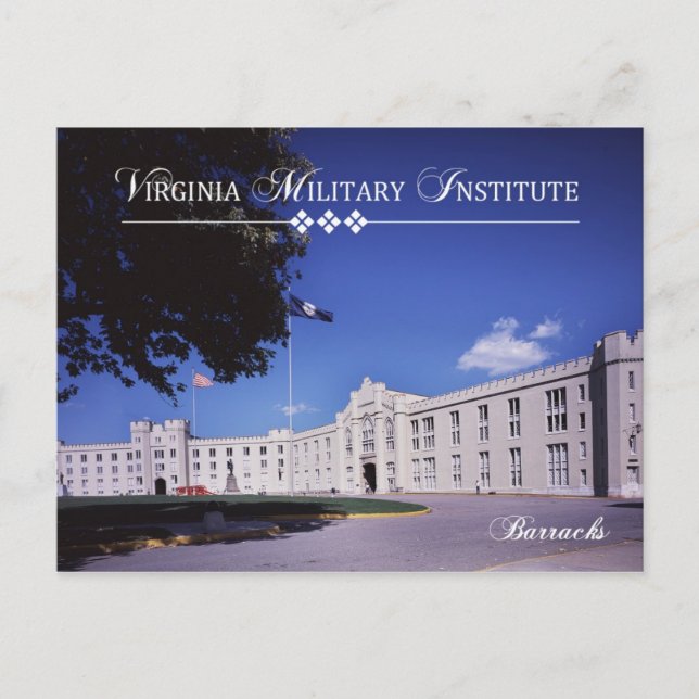 Cartão Postal Old Barracks, Instituto Militar Virgínia (VMI) (Frente)