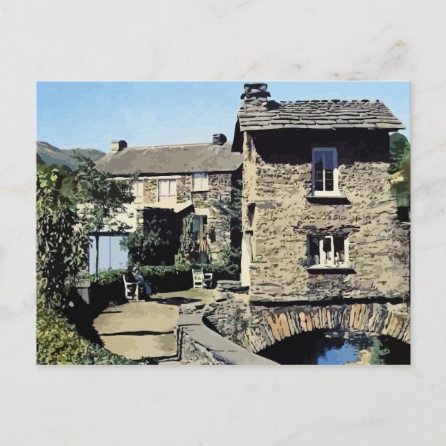 Cartão Postal Old Bridge House Ambleside Cumbria Inglaterra (Frente)