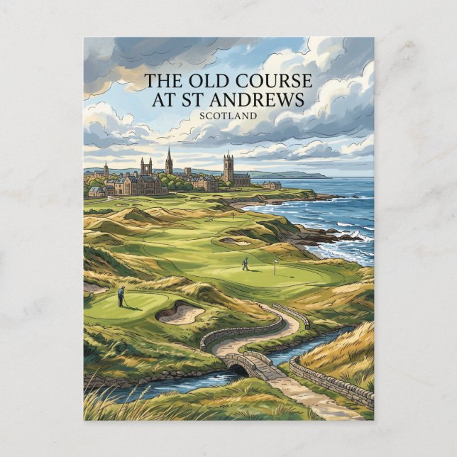 Cartão Postal Old Course em St Andrews Escócia (Frente)