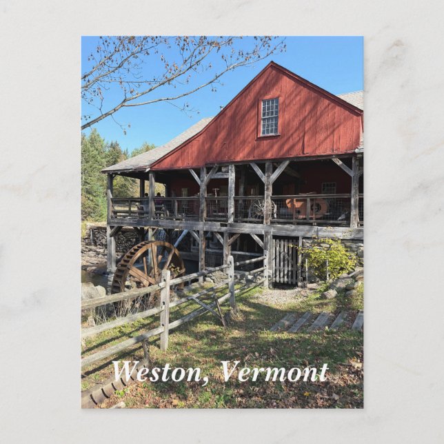 Cartão Postal Old Mill Museum in Weston, VT (Frente)