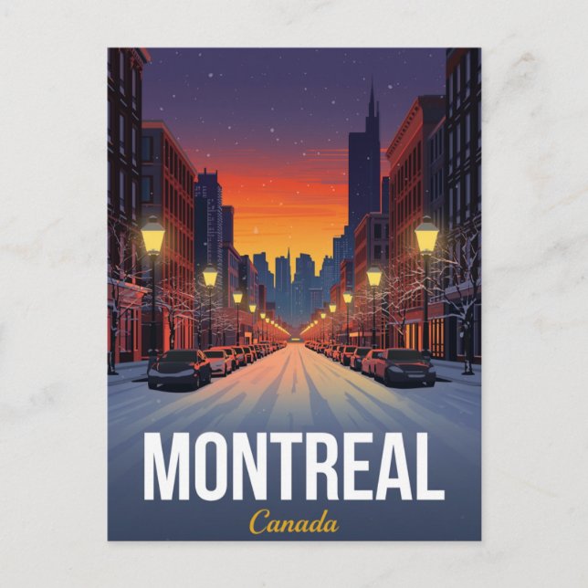 Cartão Postal Old Montreal Winter Snowy Street (Frente)