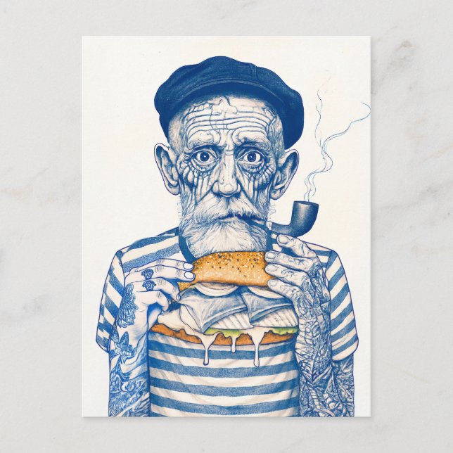 Cartão Postal Old Sailor Eating Sandwich (Frente)