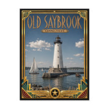 Old Saybrook Connecticut Arte Deco Dourado Vintage