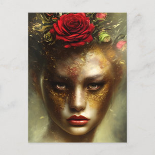 Cartão Postal Óleo De Pintura Vintage Queimada Vintage Mulheres