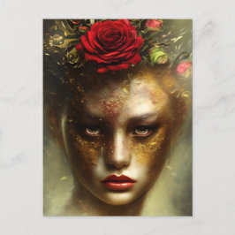 Cartão Postal Óleo De Pintura Vintage Queimada Vintage Mulheres