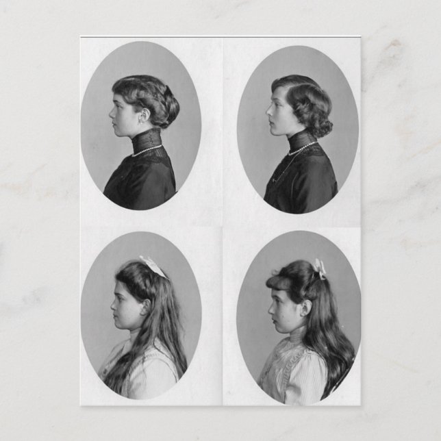 Cartão Postal Olga, Tatiana, Marie, Anastasia Romanov, Rússia (Frente)