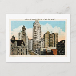 Cartão Postal Olhando para Leste em Fort Street Detroit, Michiga