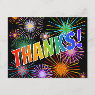 Cartão Postal Olhar de Arco-íris "OBRIGADO!", Padrão Inspirado e