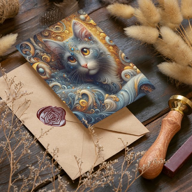Cartão Postal Olhar Dourado: Retrato Felino em Olhos Amarelos (Criador carregado)