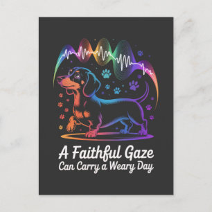 Cartão Postal Olhar Fiel de Dachshund Pode Carregar um Dia Cansa