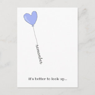 Cartão Postal Olhe para cima! - Balão Lilac com Citação Motiv
