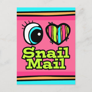 Cartão Postal Olho Brilhante Coração Eu Amo Correio Caracol